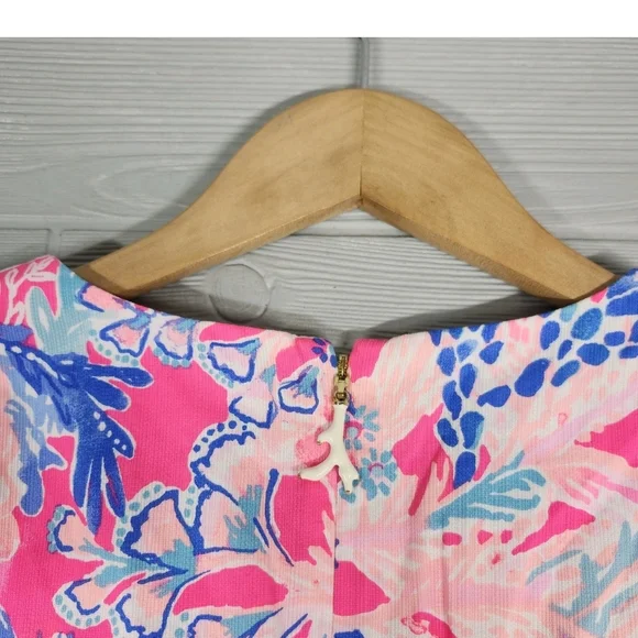 Lilly Pulitzer Pink & Blue Tropical Shift Mini Dress - Picture 3 of 6